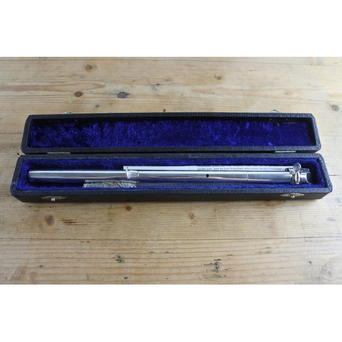 245 - A Silberton Hopf silver plated brass recorder/whistle in a faux leather covered case, paperwork and ... 