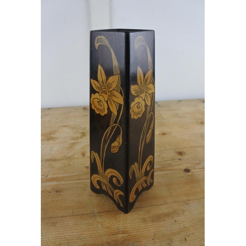 275 - An Art Noveau style wooden vase with stunning decoration.