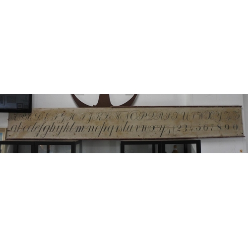 295 - A stunning antique handmade school sign, produced with alphabet in upper & lower case, along with nu... 