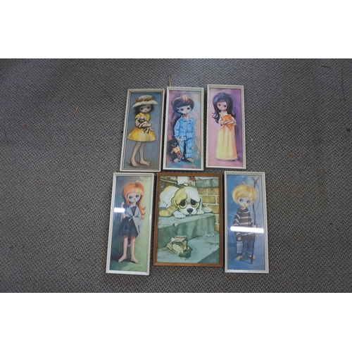 334 - A set of five vintage framed D Golding child's prints and another.