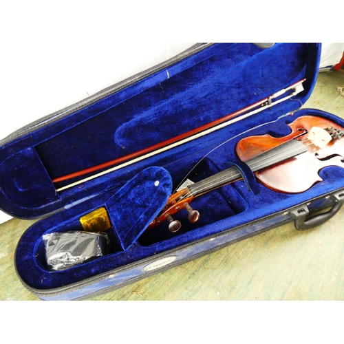 106 - A violin and case.