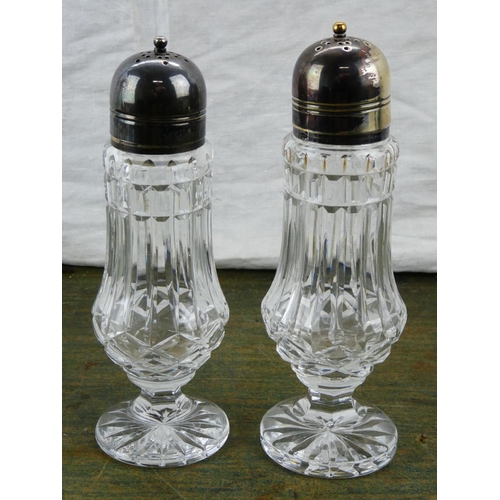111 - A stunning large pair of Waterford crystal salt and pepper shakers.
