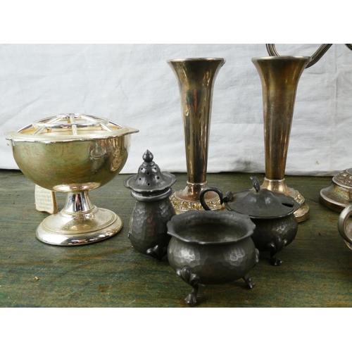 119 - A collection of silver plate and pewter ware.