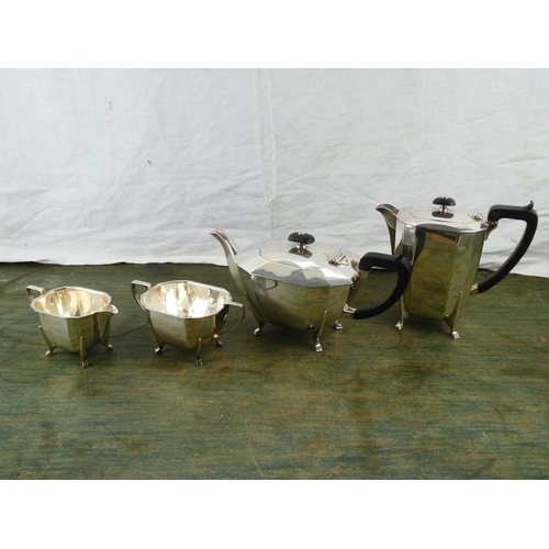 124 - A fine quality English Art Deco electroplated four piece tea set, marked for Cooper Brothers, Sheffi... 