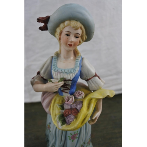 14 - A pair of early twentieth century continental bisque porcelain figurines.
