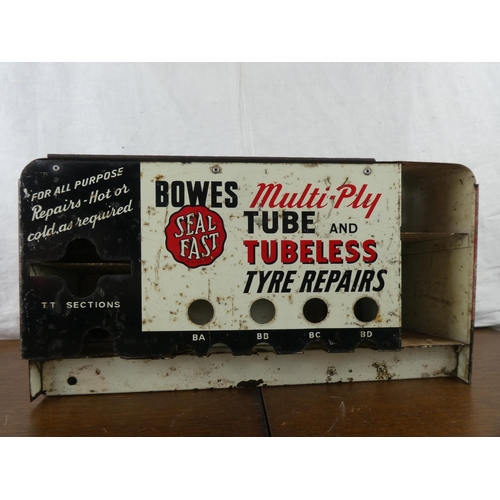176 - A stunning vintage enamel Bowes Multi Ply tube repair counter top display box.