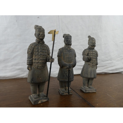 180 - Three antique style Terracotta Army soldiers.