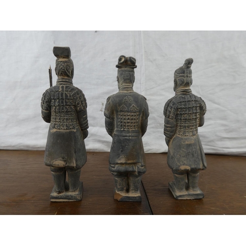 180 - Three antique style Terracotta Army soldiers.
