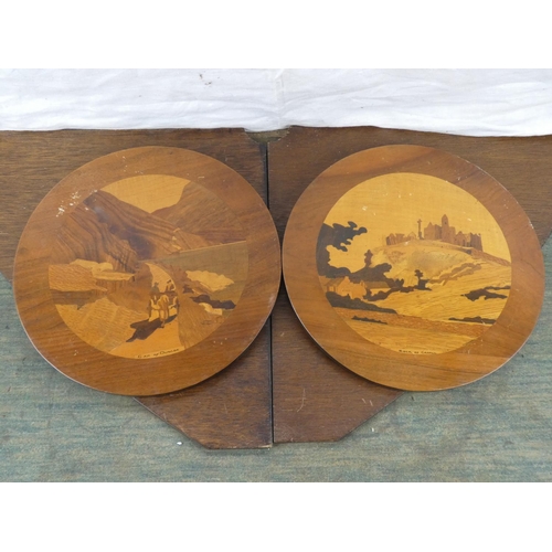 193 - Two stunning handcrafted wooden wall plaques, 'Rock of Cashel' and 'Gap of Dunloe', signed McDonnell... 
