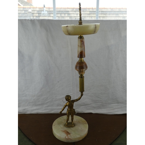 194 - A vintage marble and brass figurine ashtray stand.