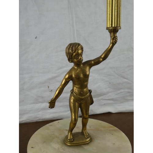 194 - A vintage marble and brass figurine ashtray stand.