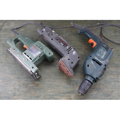 3 - A Black & Decker 700W drill and two other sanders.