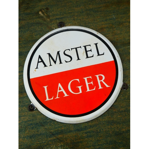 40 - An Amstel Lager enamel plaque.
