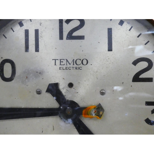 54 - A stunning antique copper cased 'Temco' factory wall clock, in need of some restoration.
