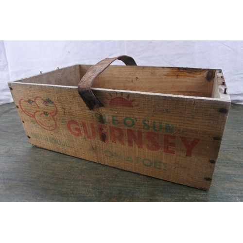 9 - A vintage wooden 'Isle O' Sun, Guernsey' tomato box.