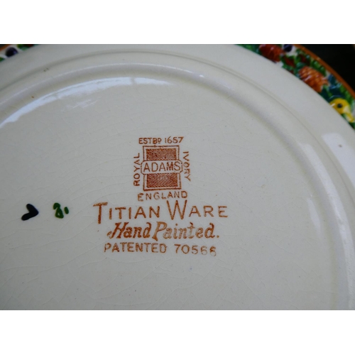 92 - A vintage Adams Royal Ivory Titan Ware hand painted tea set.
