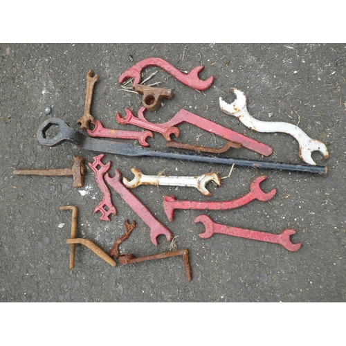 466 - A large assortment of painted spanners etc.