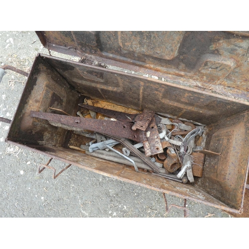 469 - 2 metal trunks & assortment of tools etc.