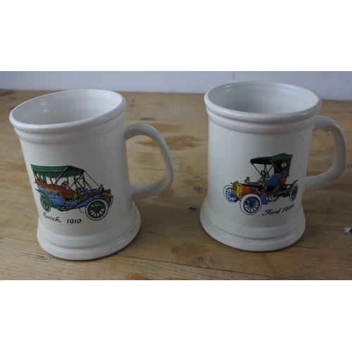 343 - A set of four Ulster Ceramics 'Car' mugs.