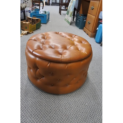 376 - A stunning vintage buttoned upholstery storage stool, produced by Miss Muffet.