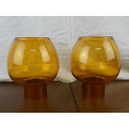 510 - 2 vintage/ retro coloured glass vases.