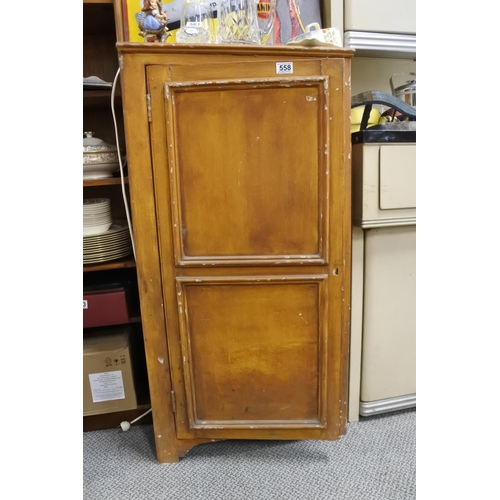 558 - A stunning antique handmade wooden cabinet with shelved interior.