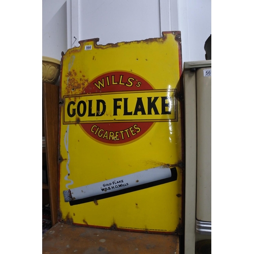 566 - An original enamel 'Wills Gold Flake Cigarettes' advertising sign.