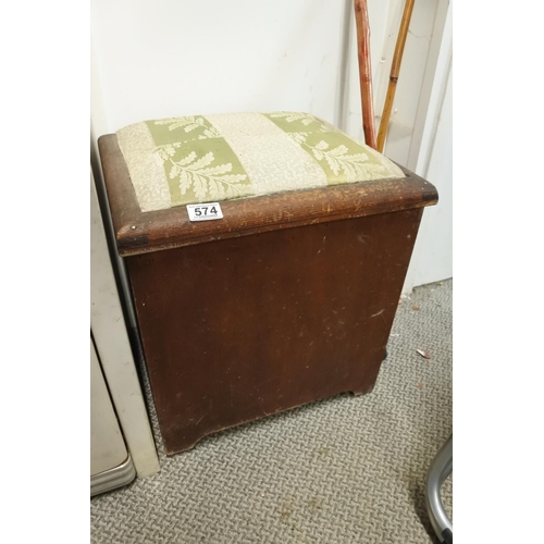 574 - A vintage handmade wooden stool/ storage box.
