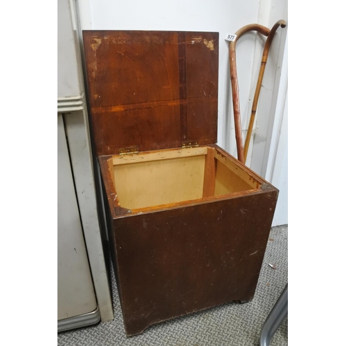 574 - A vintage handmade wooden stool/ storage box.
