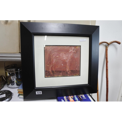 576 - An original framed oil painting of a dog, by Irish Artist, Con Campbell. (Measuring 55x51cm)