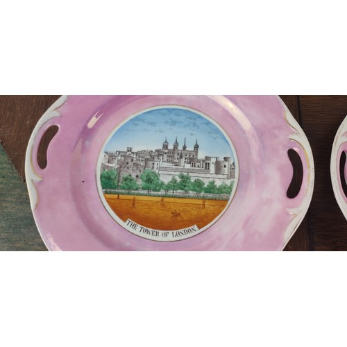 215 - A pair of German Souvenir wall plates 'The Tower of London' and 'London Bridge'.