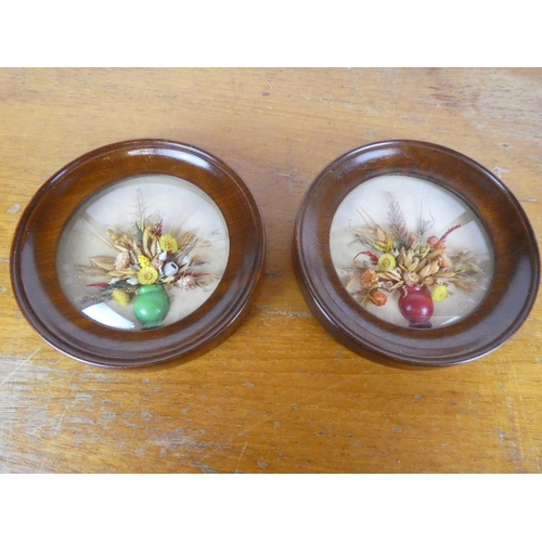 32 - Two vintage framed flower miniatures produced by Betty Products, Johannesburg.