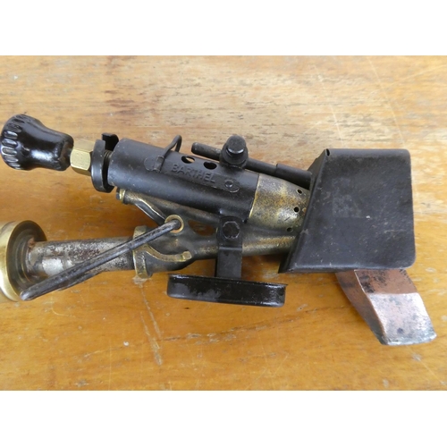 43 - A rare antique brass and copper Barthel blowtorch/ soldering iron.