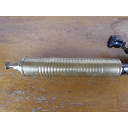 43 - A rare antique brass and copper Barthel blowtorch/ soldering iron.