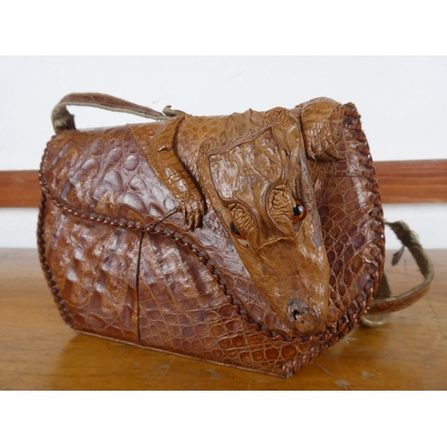 6 - A vintage leather 'Crocodile' handbag.