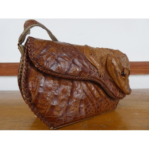 6 - A vintage leather 'Crocodile' handbag.