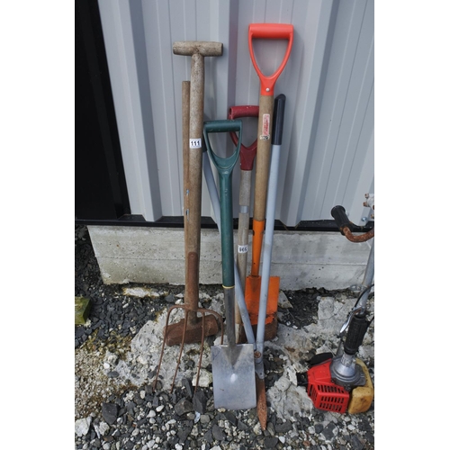 111 - An assortment of various gardening tools etc.