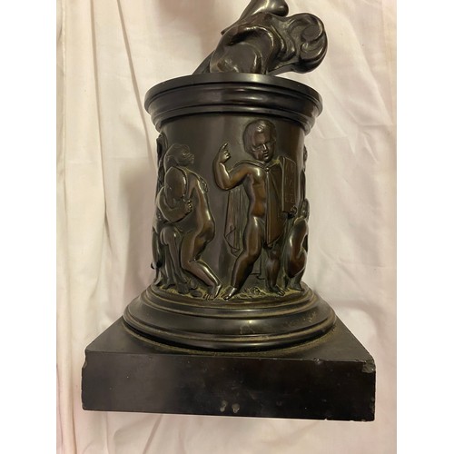 377 - 19TH CENTURY FRENCH GRAND TOUR BRONZE OF FORTUNA AFTER THE ANTIQUE BY GIAMBOLOGNA ON A CIRCULAR SOCL... 