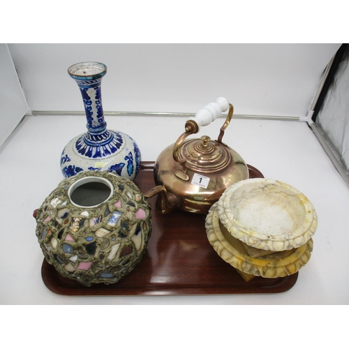 1 - Victorian Kettle, 2 Tazza and 2 Vases