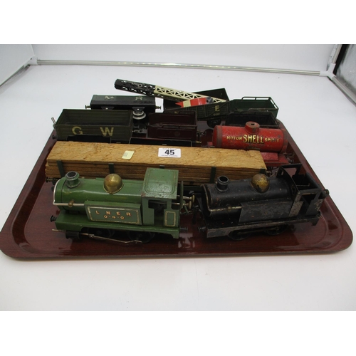 45 - Two Hornby Tin Plate Clockwork Engines and Rolling Stock