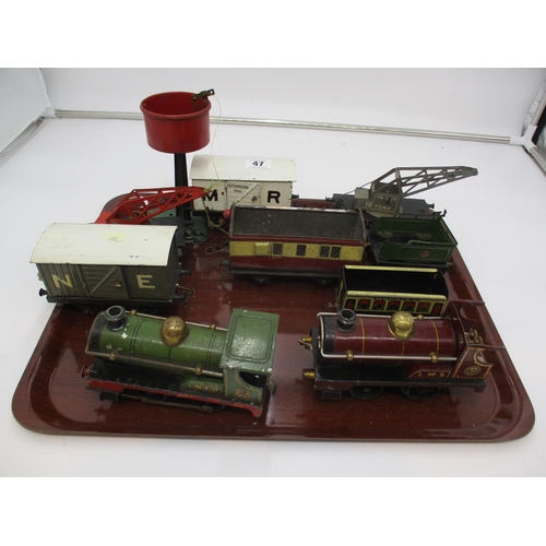 47 - Two Hornby Tin Plate Clockwork Engines and Rolling Stock
