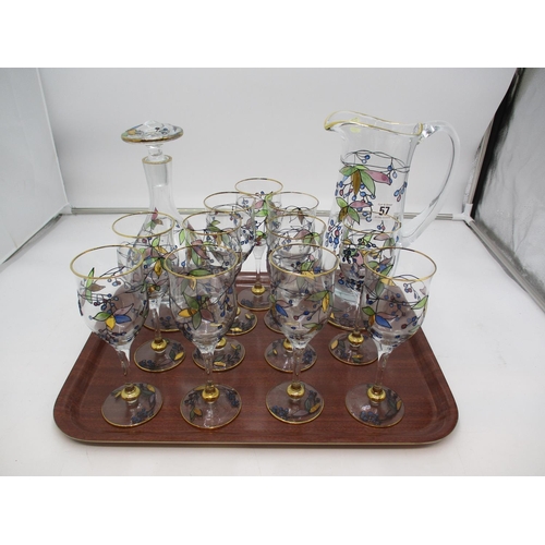57 - Decorative Glass Water and Wine Set, 13 pieces