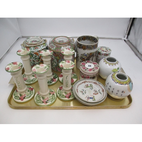 Set of 6 Poole Candlesticks, Cracked Mug, Canton and Other Ceramics