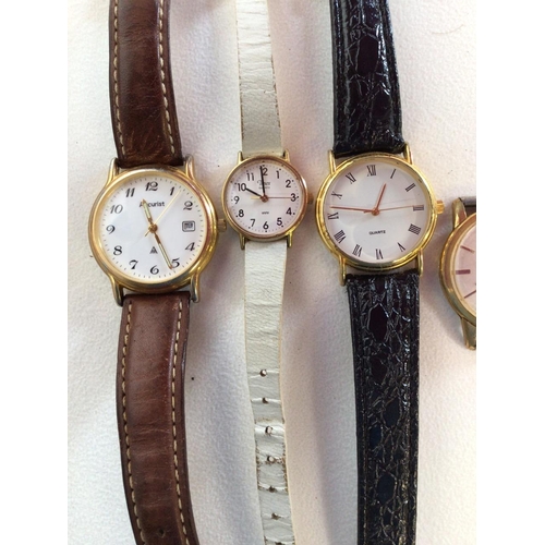 A selection of watches. Accurist 21 jewels antimagnetic and others.