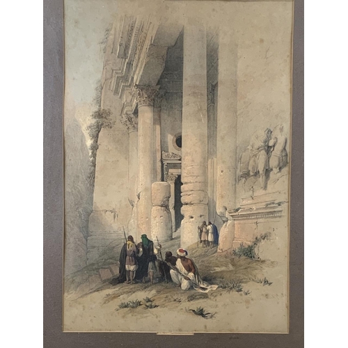 16 - LOUIS HAGHE AFTER DAVID ROBERTS - Temple called El Khasne Petra, March 7th 1839, lithograph. Publish... 