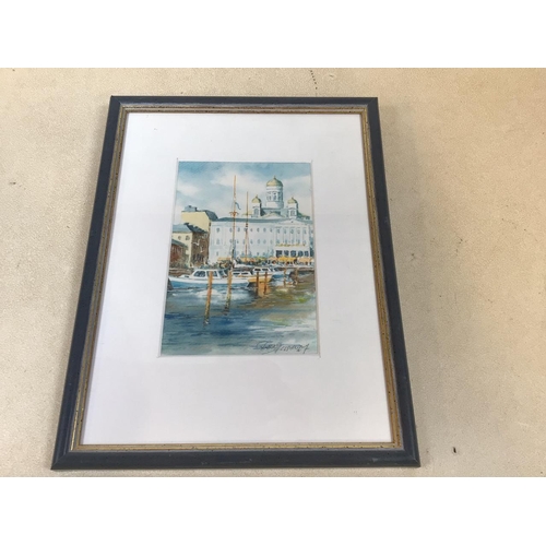 19 - An etching of a wharf scene dated Xmas 1918 signed lower right Hugh  Paton  W:19.5cm x H:16cm frame ... 