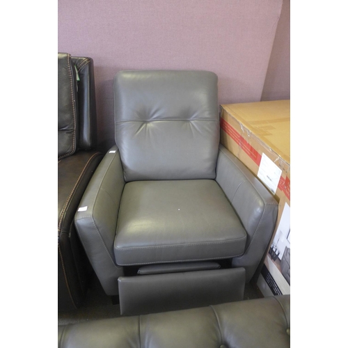 natuzzi mills grey leather pushback recliner armchair