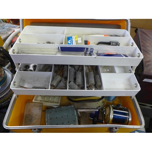 2054 - Qty. of fishing tackle - in box and case