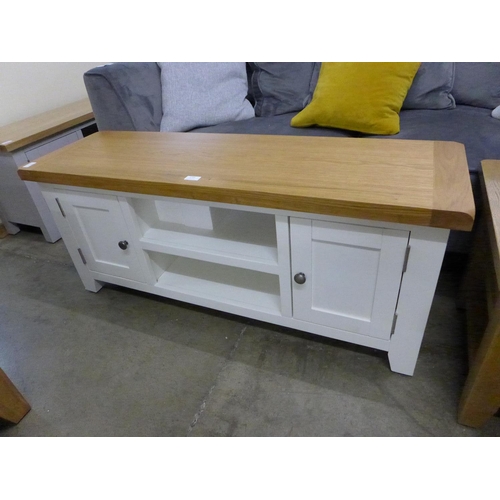 1320 - An oak and white TV stand  *This lot is subject to VAT