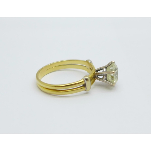 1059 - A solitaire diamond ring, approximately 3.3carat weight, set in yellow metal